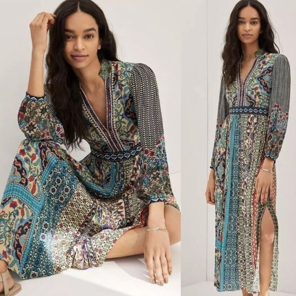 ANTHROPOLOGIE Bhanuni by Jyoti Contrast Maxi Dress Size 00P